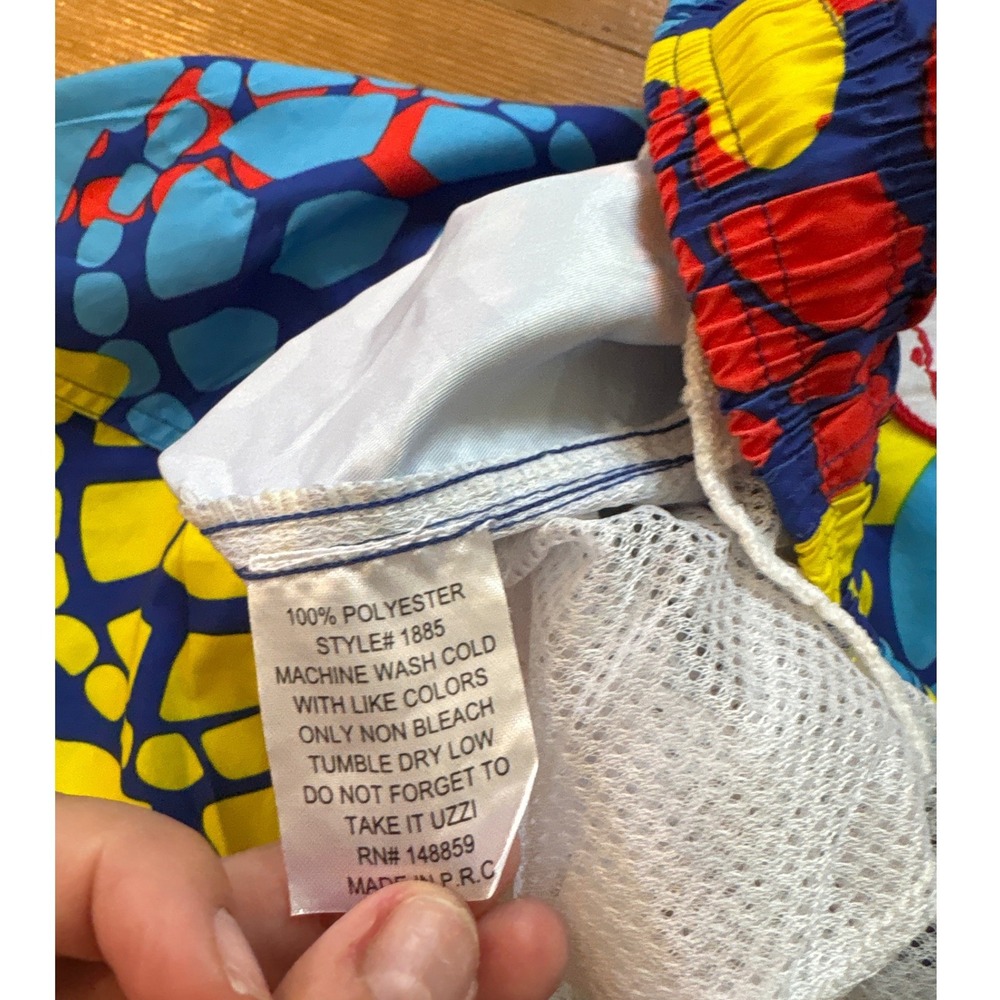 Uzzi Swim Trunks Mens Blue Yellow Red Sea Turtle Print Board Shorts SIZE XL - Picture 6 of 6